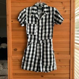 Big Bud Press Romper Jumpsuit- Black Gingham, S